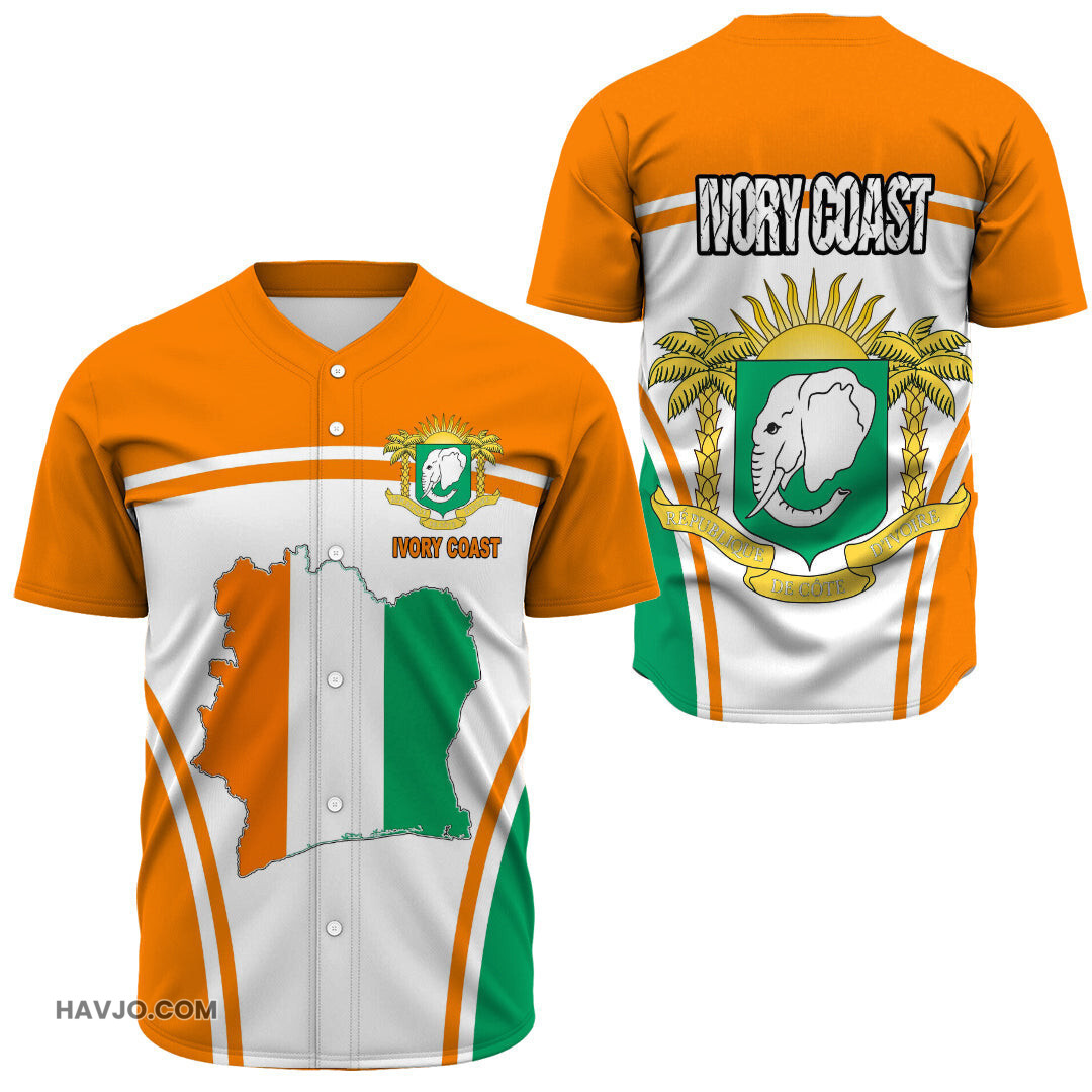 Ivory Coast Active Flag Baseball Jersey