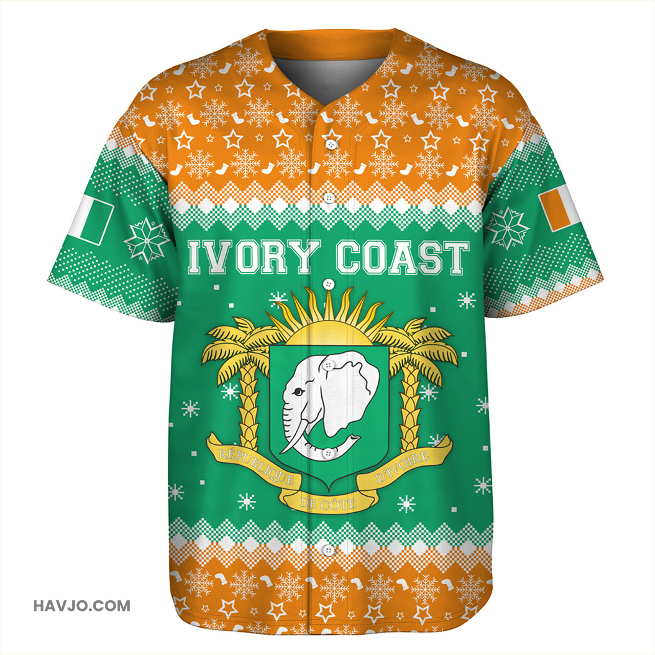 Ivory Coast Christmas Coat of Arms Baseball Jersey