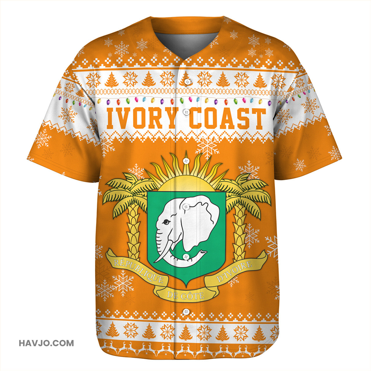Ivory Coast Christmas Style Pattern Baseball Jersey
