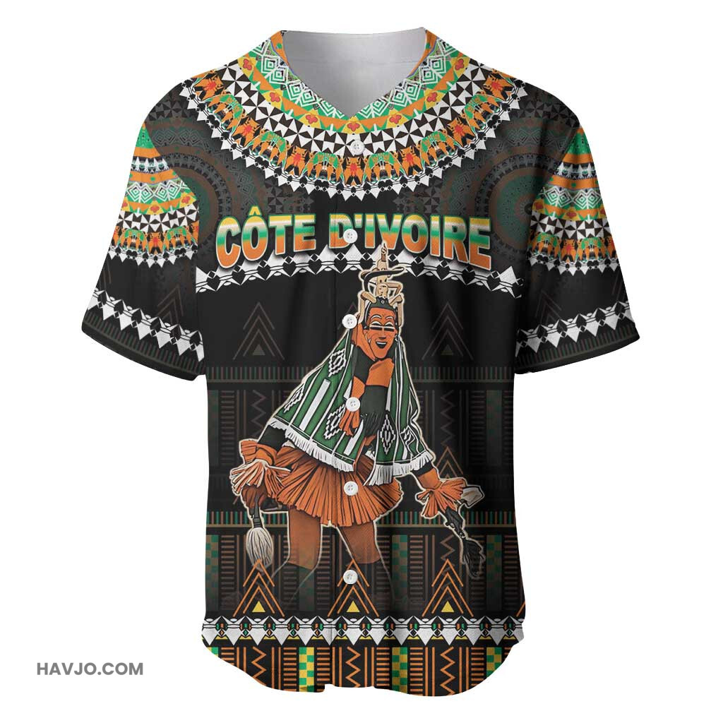 Ivory Coast Festival Of Masks Traditional Zaouli Dance Baseball Jersey