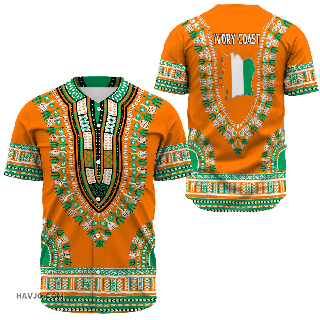 Ivory Coast Traditional Dashiki Baseball Jersey