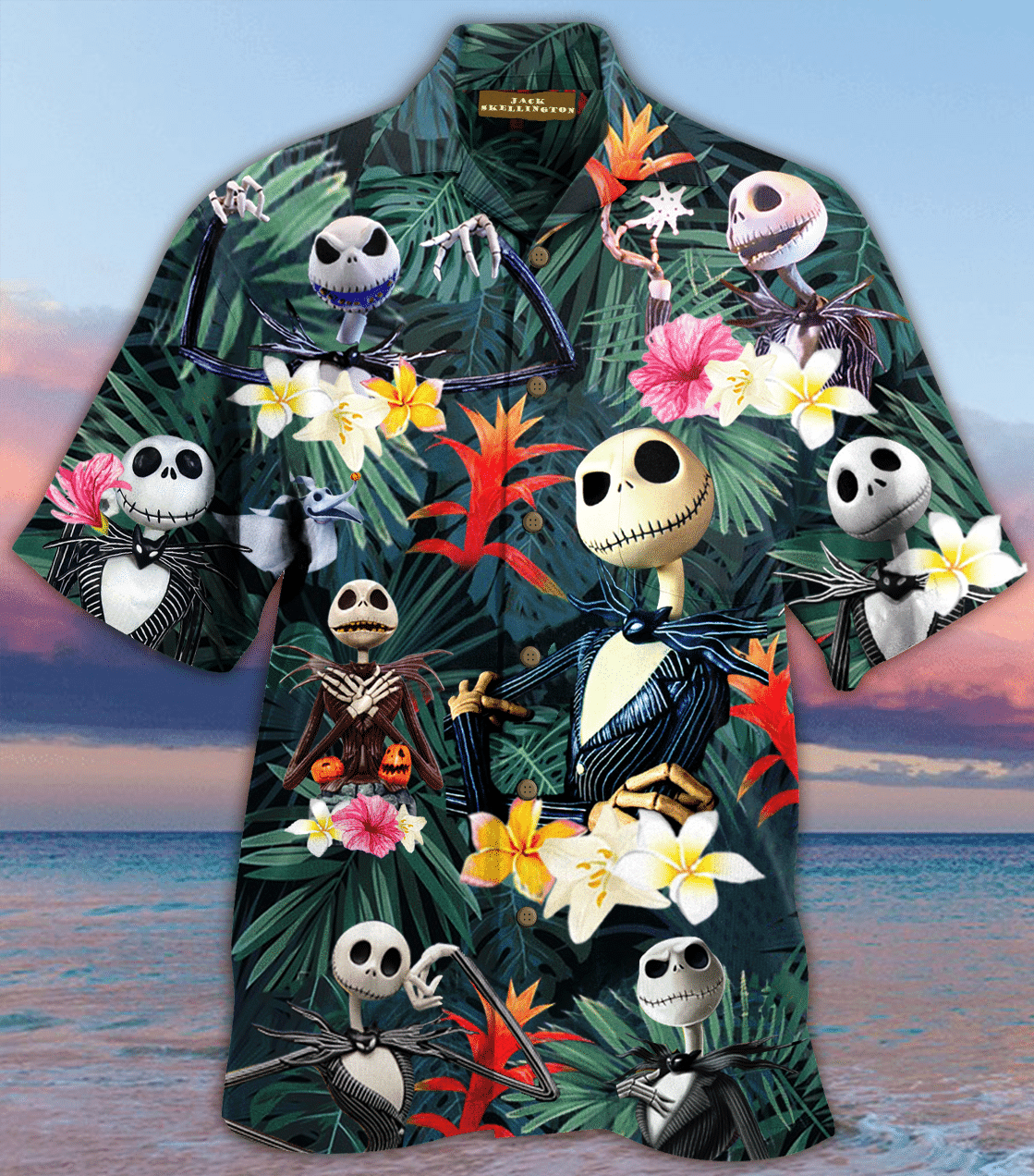 Jack Skellington Hawaiian Shirt Tropical Aloha Button Up