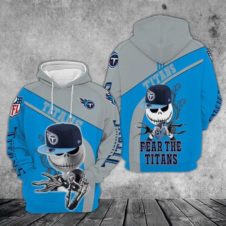 Jack Skellington Hold Helmet Tennessee Titans NFL 3D All Over Print Hoodie
