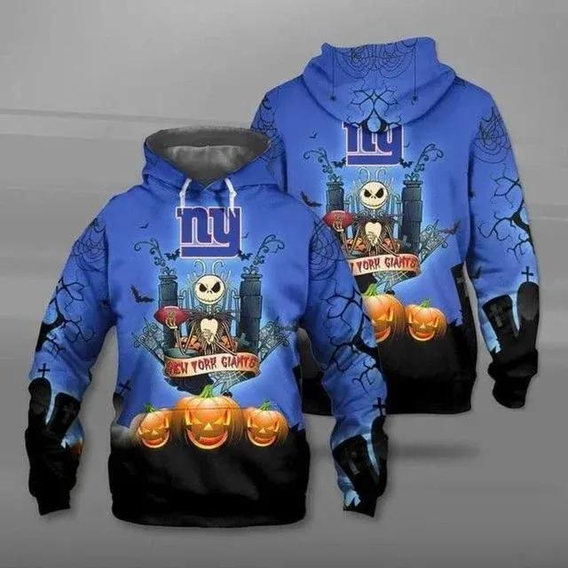 Jack Skellington New York Giants Football Halloweens NFL 3D All Over Print Hoodie