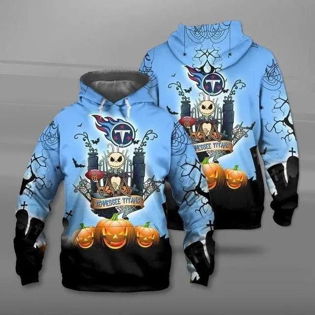 Jack Skellington Tennessee Titans Football Halloween NFL 3D All Over Print Hoodie