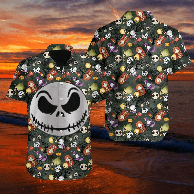 Jack Skellington The Nightmare Before Christmas Hawaiian Shirt Tropical Aloha Button Up