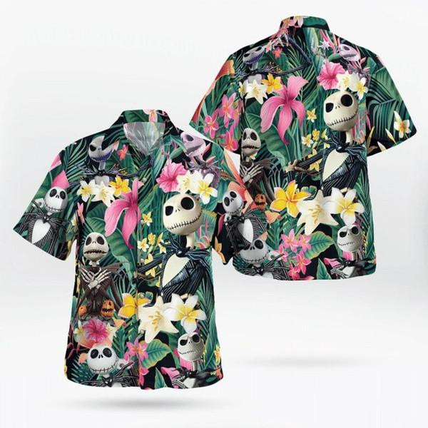 Jack Skellington Tropical Jack Pumpkin King Hawaiian Shirt Tropical Aloha Button Up