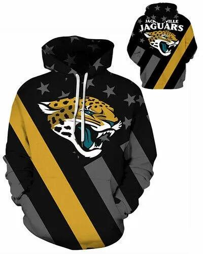 Jacksonville Jaguars American Flag Black NFL 3D All Over Print Hoodie