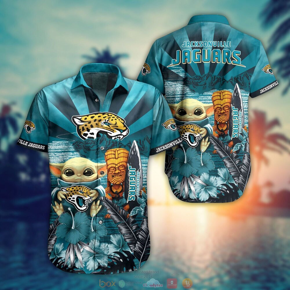 Jacksonville Jaguars Baby Yoda Hawaiian Shirt Tropical Aloha Button Up