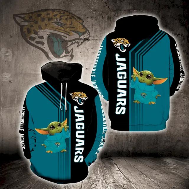 Jacksonville Jaguars Baby Yoda NFL 3D All Over Print Hoodie