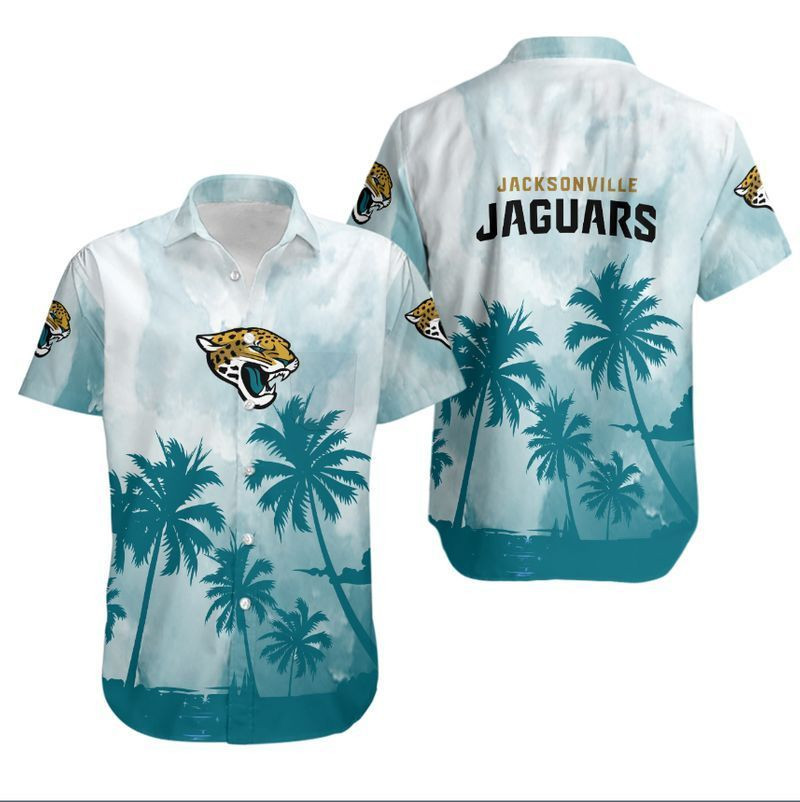 Jacksonville Jaguars Coconut Trees Hawaiian Shirt Tropical Aloha Button Up