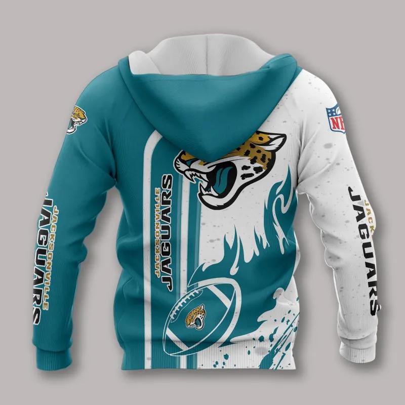 Alternative view of Jacksonville Jaguars Fire Ball NFL 3D All Over Print Hoodie
