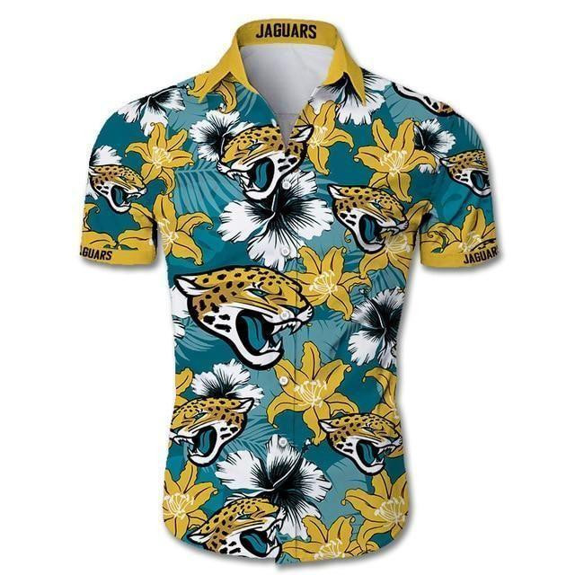 Jacksonville Jaguars Floral Flower Hawaiian Shirt Tropical Aloha Button Up
