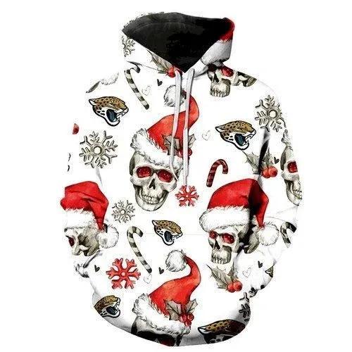 Jacksonville Jaguars Football Christmas Skull NFL 3D All Over Print Hoodie
