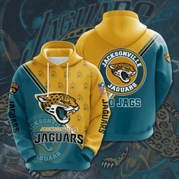 Jacksonville Jaguars Football Yellow And Blue NFL 3D All Over Print Hoodie