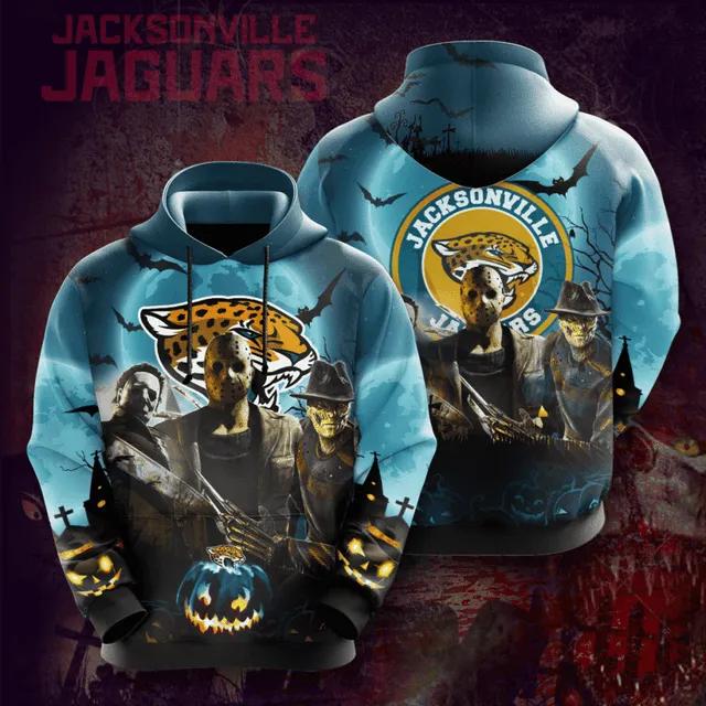 Jacksonville Jaguars Freddy Michael Jason Horror Night Halloween NFL 3D All Over Print Hoodie