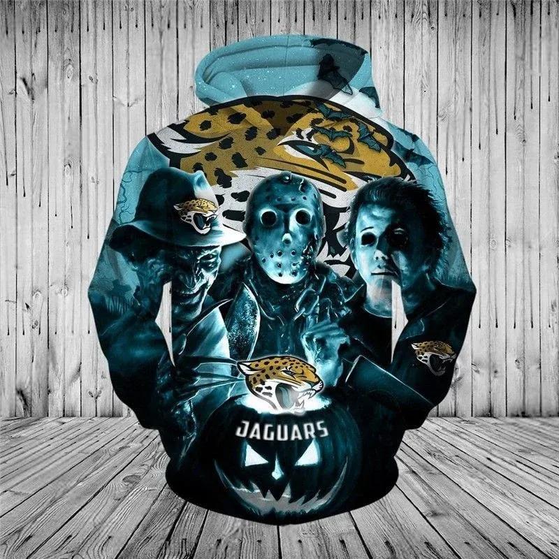 Jacksonville Jaguars Logo Jason Voorhees Friday The 13th NFL 3D All Over Print Hoodie