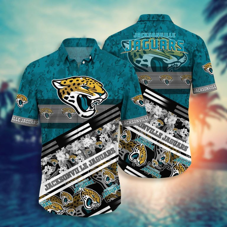 Jacksonville Jaguars Many Logo Hawaiian Shirt Tropical Aloha Button Up