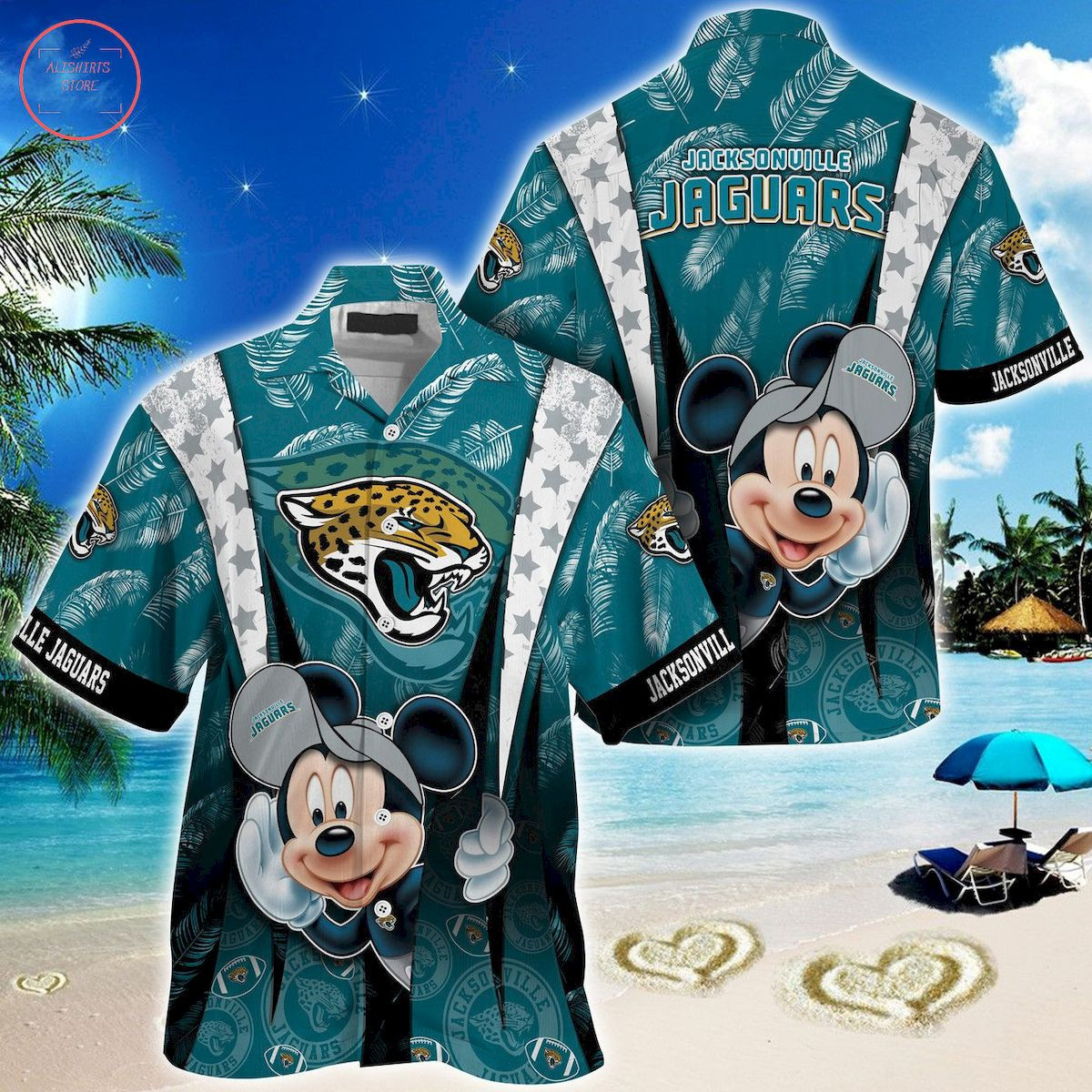 Jacksonville Jaguars Mickey Mouse Ball Hawaiian Shirt Tropical Aloha Button Up