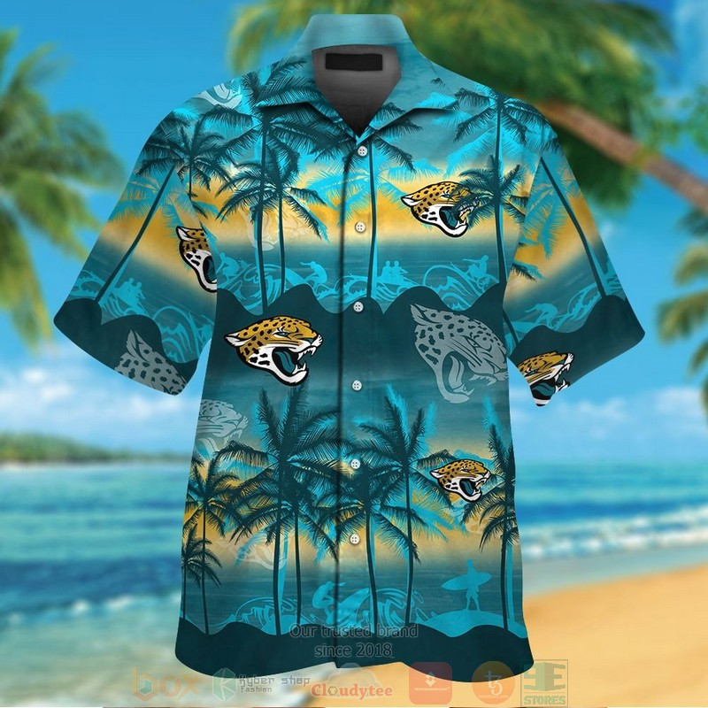 Jacksonville Jaguars Palm Tree Hawaiian Shirt Tropical Aloha Button Up