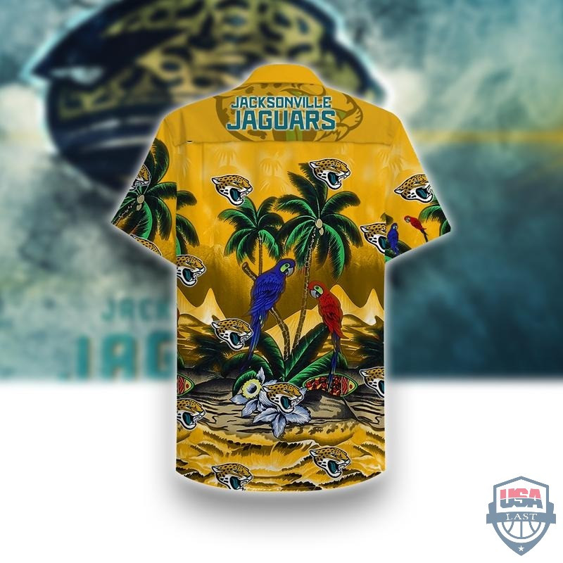 Jacksonville Jaguars Parrots Couple Hawaiian Shirt Tropical Aloha Button Up