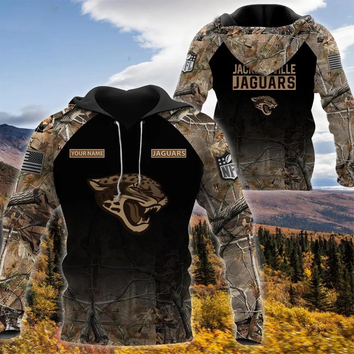Jacksonville Jaguars Personalized Hunting Camo NFL 3D All Over Print Hoodie
