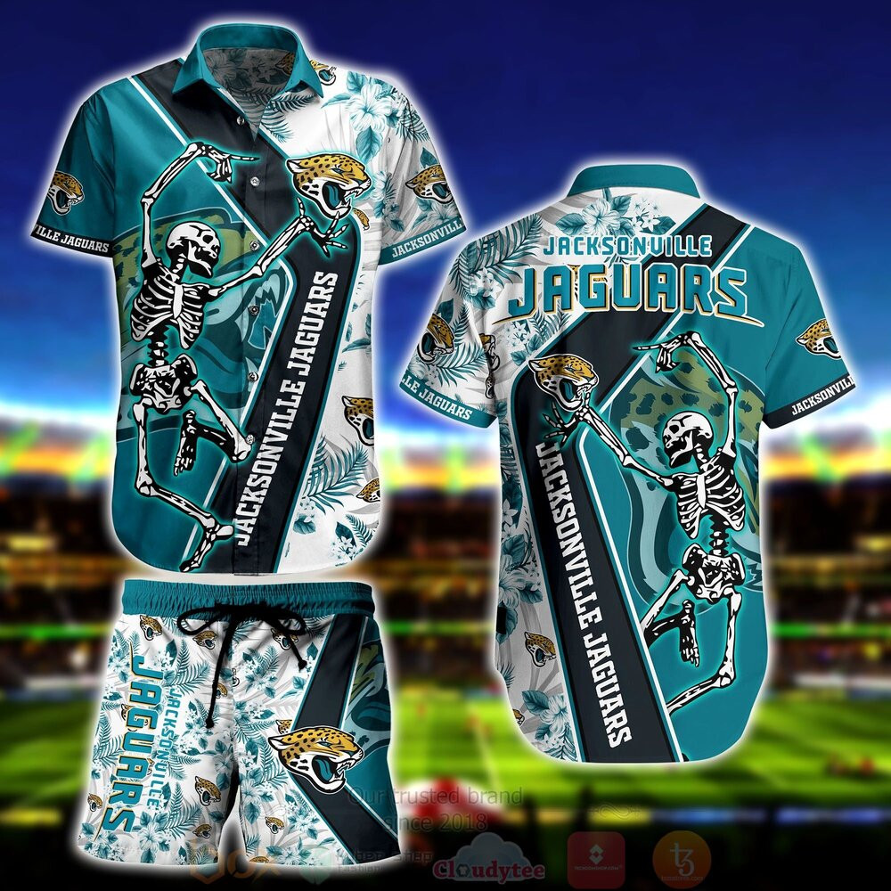Jacksonville Jaguars Skeleton Hawaiian Shirt Tropical Aloha Button Up