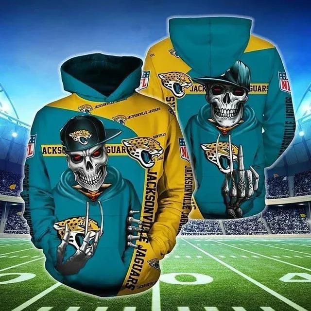 Jacksonville Jaguars Skeleton NFL 3D All Over Print Hoodie