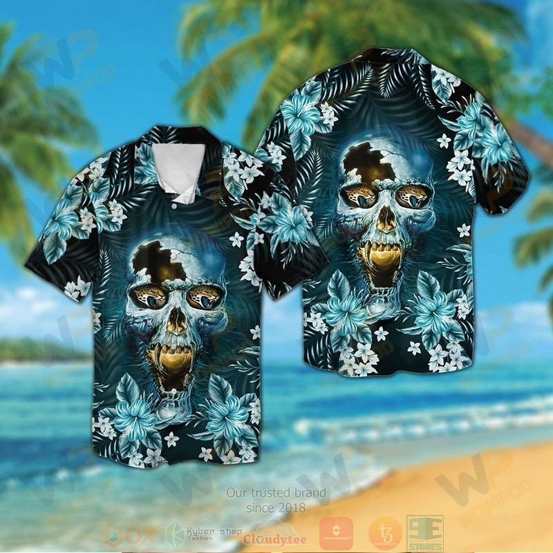 Jacksonville Jaguars Skull Hawaiian Shirt Tropical Aloha Button Up