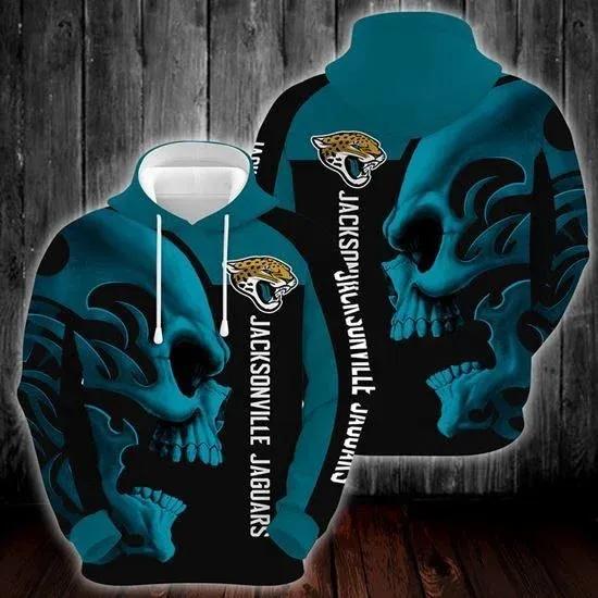 Jacksonville Jaguars Skull Logo NFL 3D All Over Print Hoodie
