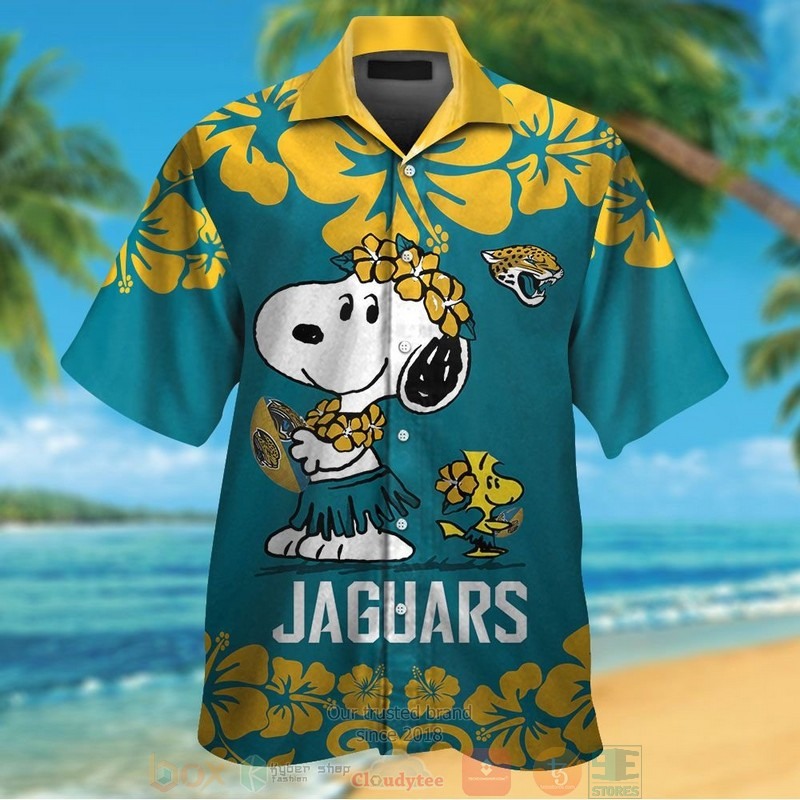 Jacksonville Jaguars Snoopy Woodstock Hawaiian Shirt Tropical Aloha Button Up
