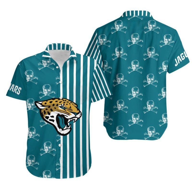 Jacksonville Jaguars Stripes And Skull Hawaiian Shirt Tropical Aloha Button Up