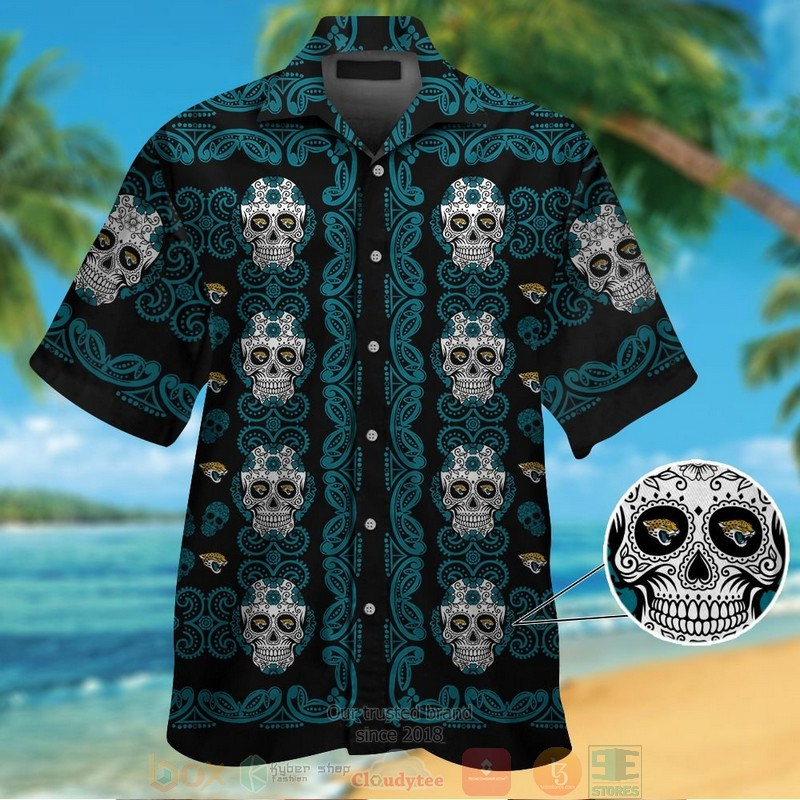 Jacksonville Jaguars Sugar Skull Hawaiian Shirt Tropical Aloha Button Up