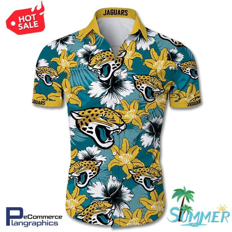 Jacksonville Jaguars Tropical Flower Hawaiian Shirt Tropical Aloha Button Up