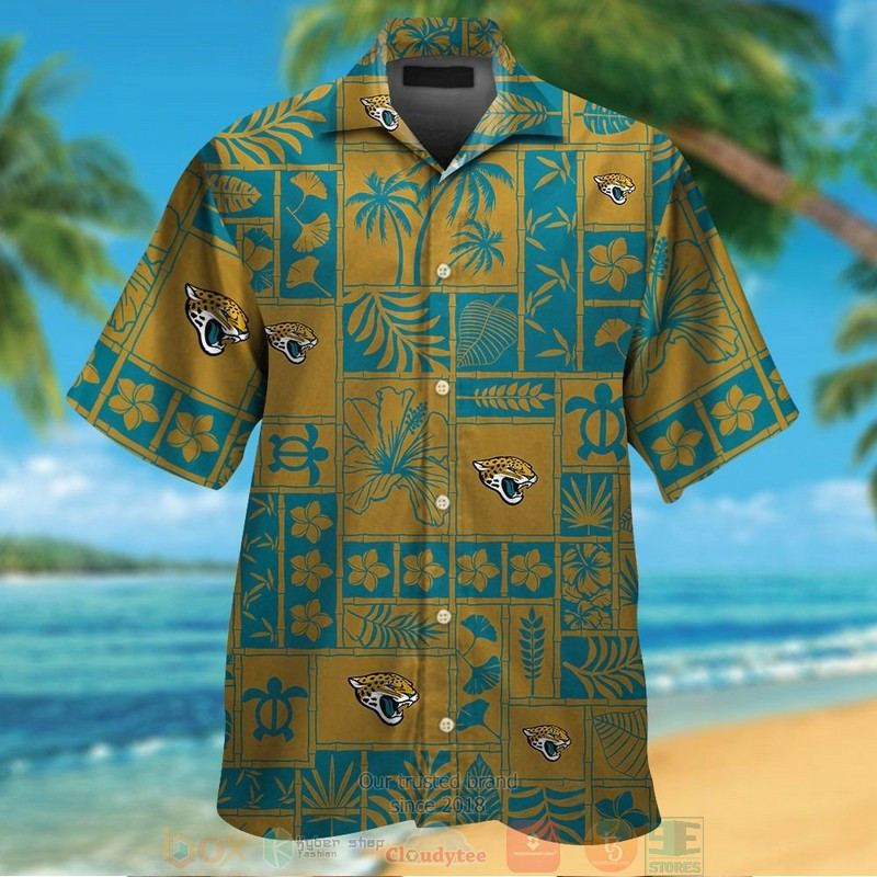 Jacksonville Jaguars Tropical Plants Gold Hawaiian Shirt Tropical Aloha Button Up