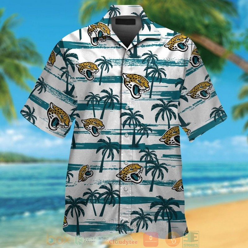 Jacksonville Jaguars White Hawaiian Shirt Tropical Aloha Button Up
