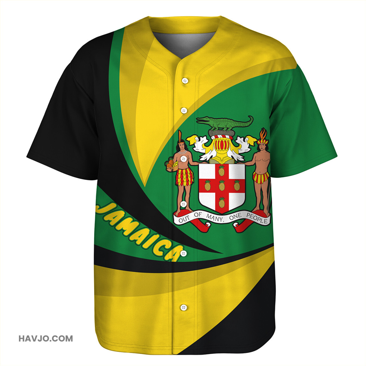 Jamaica Lion Coat Of Arms Storm Style Baseball Jersey