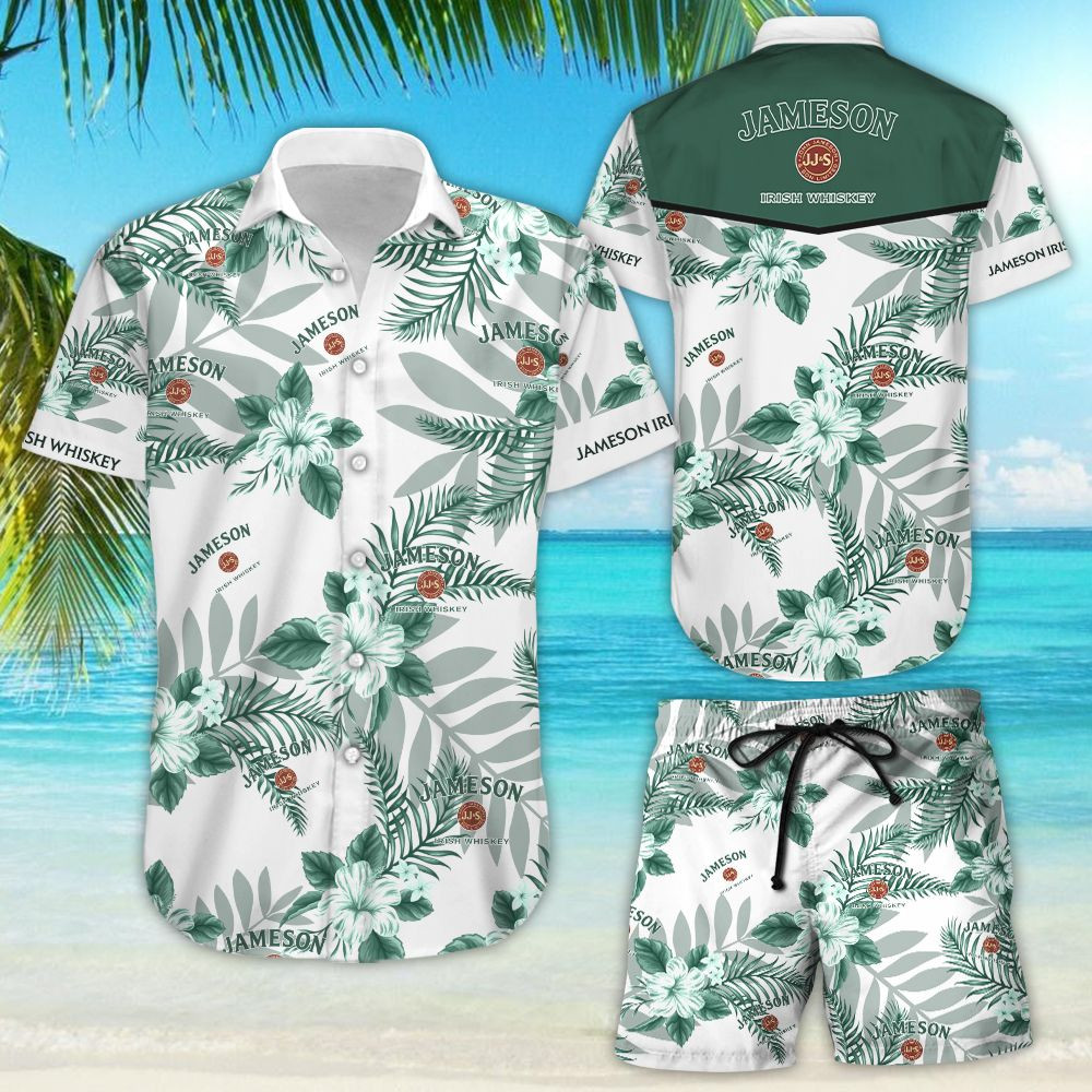 Jameson Irish Whiskey Hawaiian Shirt Tropical Aloha Button Up