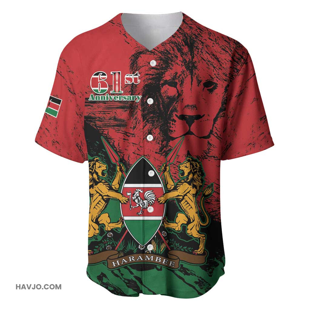 Jamhuri Ya Kenya African Lion Coat Of Arms Baseball Jersey