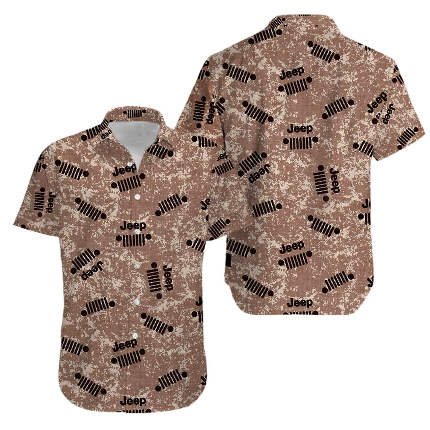 Jeep Camo Hawaiian Shirt Tropical Aloha Button Up