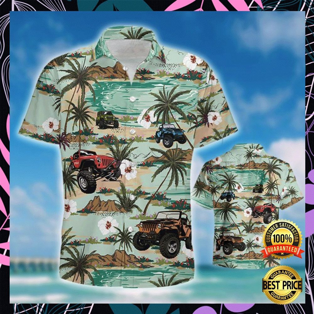 Jeep Car Hawaiian Shirt Tropical Aloha Button Up