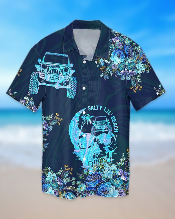 Jeep Skull Salty Lilbeach Hawaiian Shirt Tropical Aloha Button Up