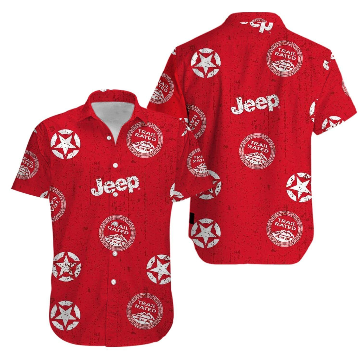 Jeep Trail Rated Hawaiian Shirt Tropical Aloha Button Up