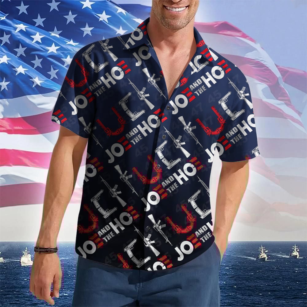 Joe And The Hoe Hawaiian Shirt FJB Political Button Up Shirt Trump 2024 Merch Gifts For Dad