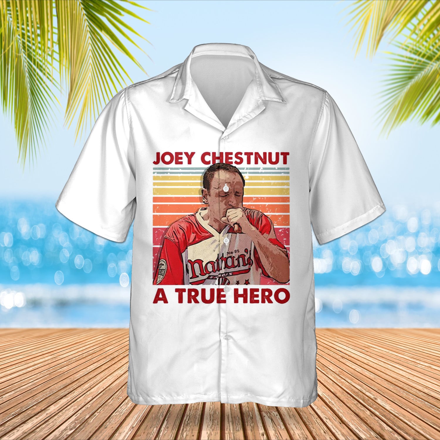 Joey Chestnut Hawaiian Shirt A True Hero Nathan Hotdogs Eating Contest 2026 Vintage Shirt