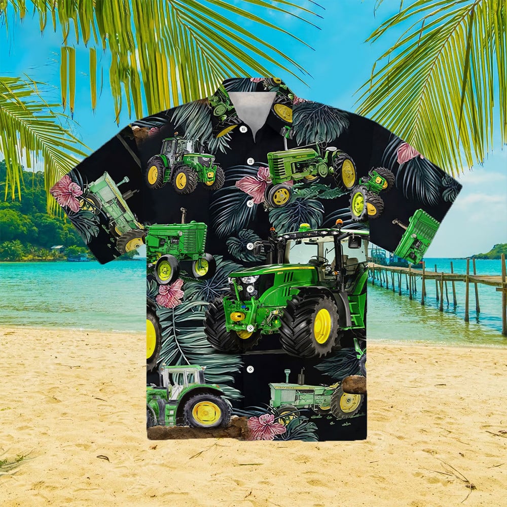 John Deere Hawaiian Shirt Mens Summer Button Ups Gifts For Farmers