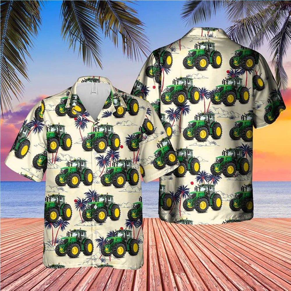 John Deere Hawaiian Shirt Tractor Button Up Summer Shirts For Men Gifts For Farmers