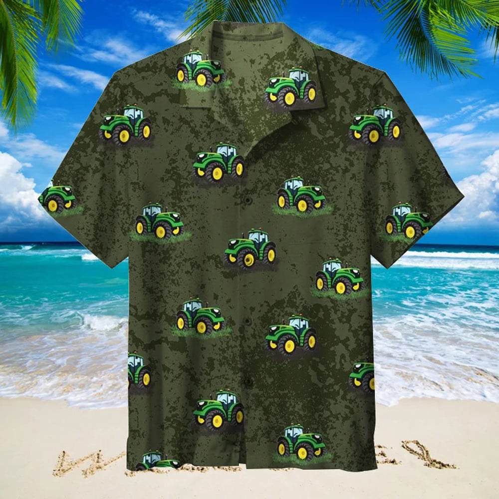 John Deere Hawaiian Shirt Tractor Summer Button Up Gifts For Farmers