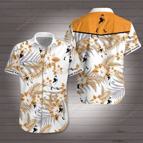 Johnnie Walker Hawaiian Shirt Tropical Aloha Button Up