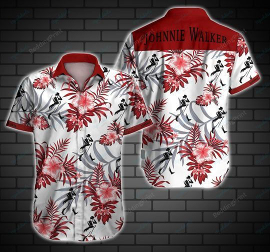 Johny Walker Hawaiian Shirt Tropical Aloha Button Up